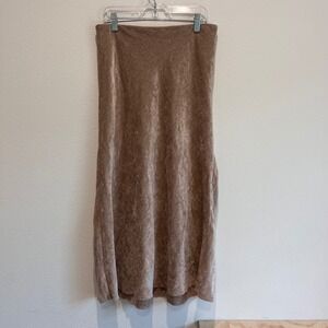 Grade & Gather Velvet Midi Skirt Taupe Brown A-Line Fairy cottage core Women S
